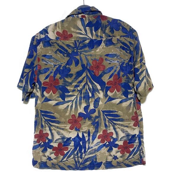 Caribbean Silk Blend Button Up Shirt Men's Size Medium Short Sleeve - Picture 2 of 7